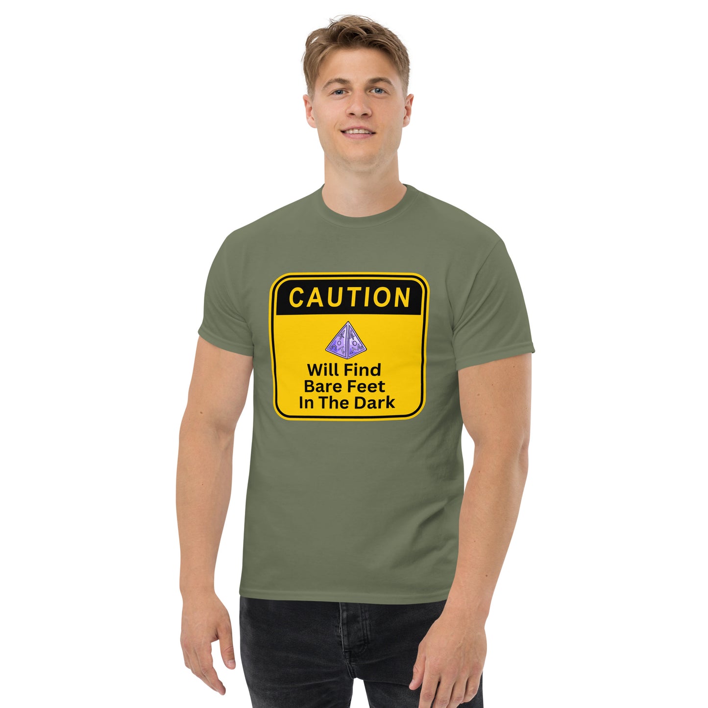 Caution D4 will find bare feet in the dark classic tee