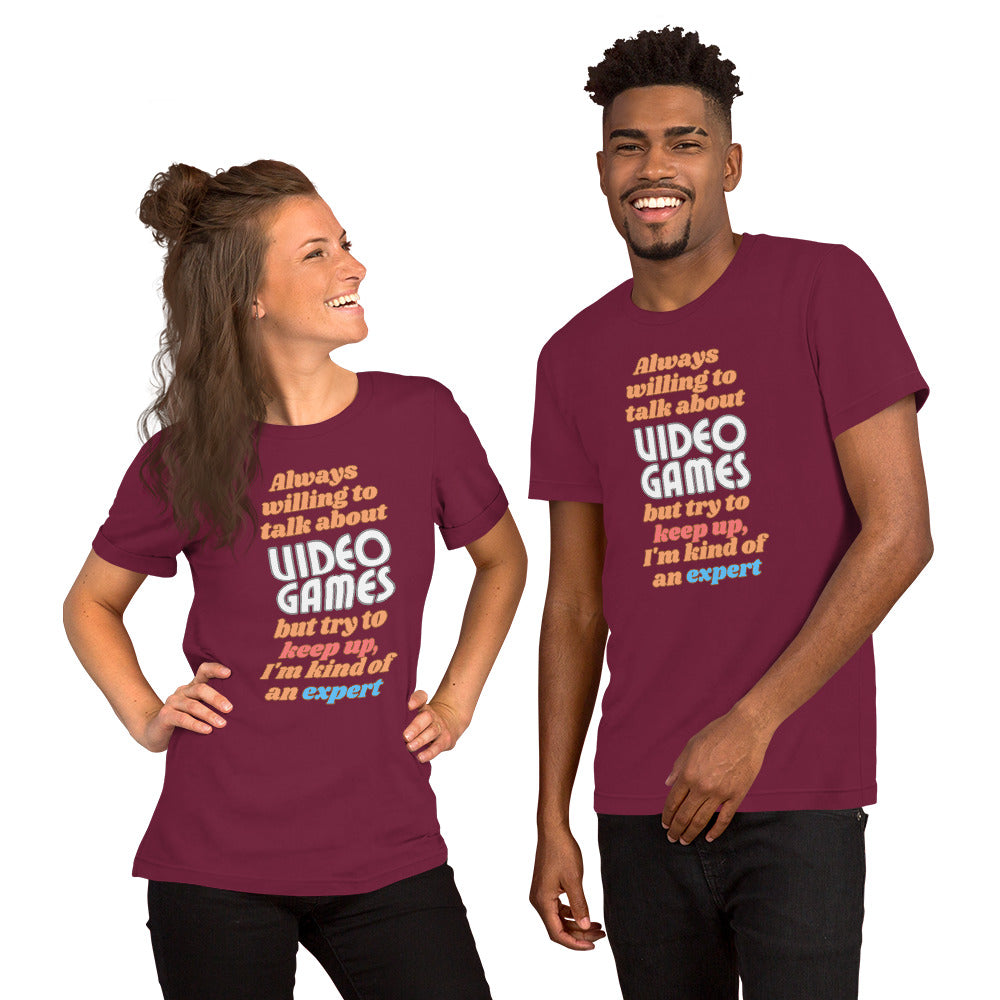 Always Willing To Talk Video Games t-shirt