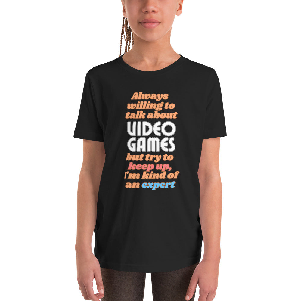 Always Willing To Talk Video Games kids T-Shirt